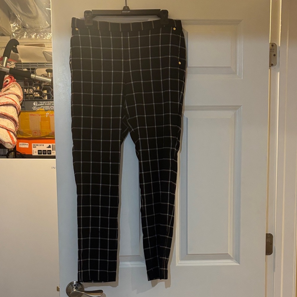 Anne Klein Black and White Grid Men's Chinos